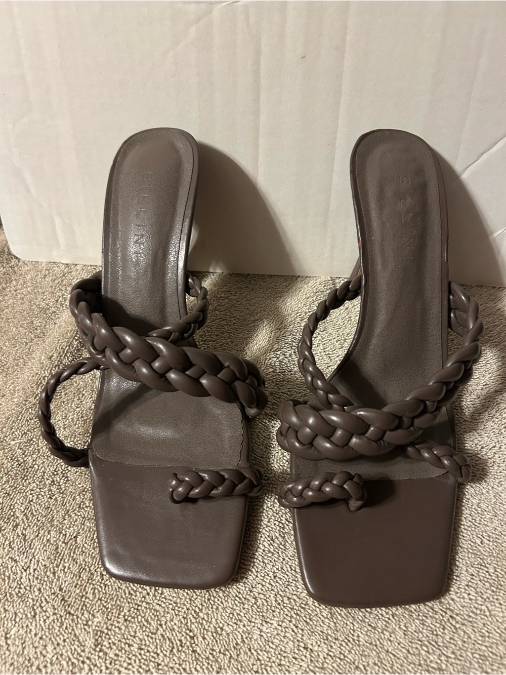 Billini Braided Strap Slide Sandals in Brown - size 8